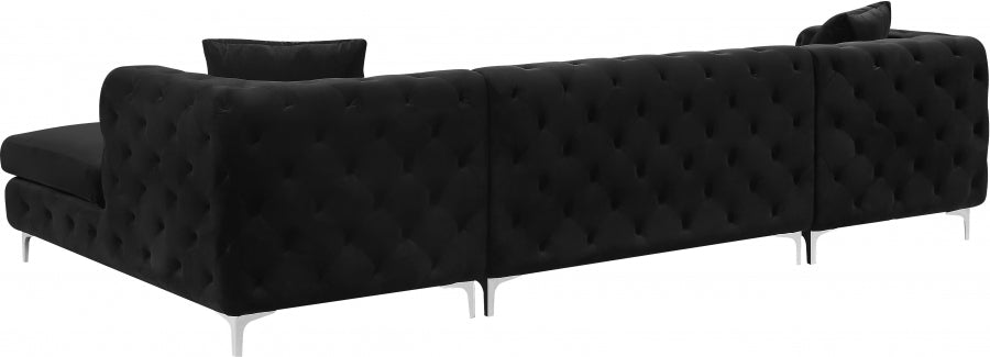 Black Gail Velvet Double Chaise Sectional