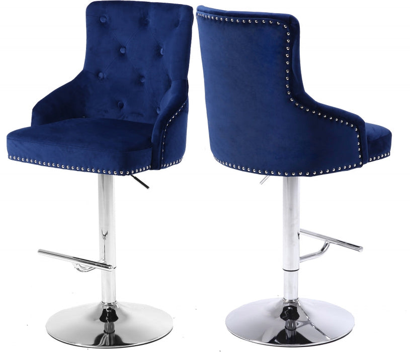 Glam Velvet Swivel Bar Stools with Chrome Base