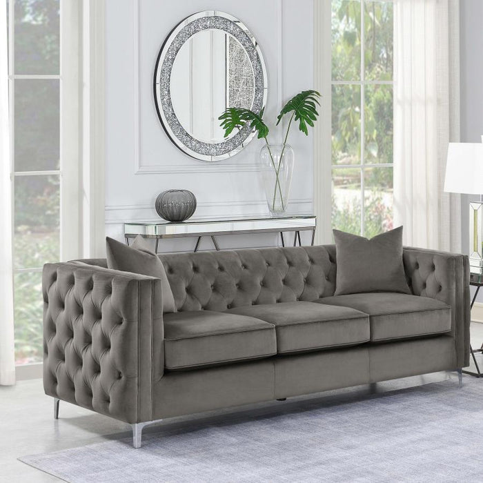 2PC Bronze Tufted Sofa & Loveseat Set