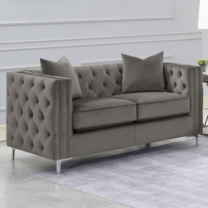 2PC Bronze Tufted Sofa & Loveseat Set
