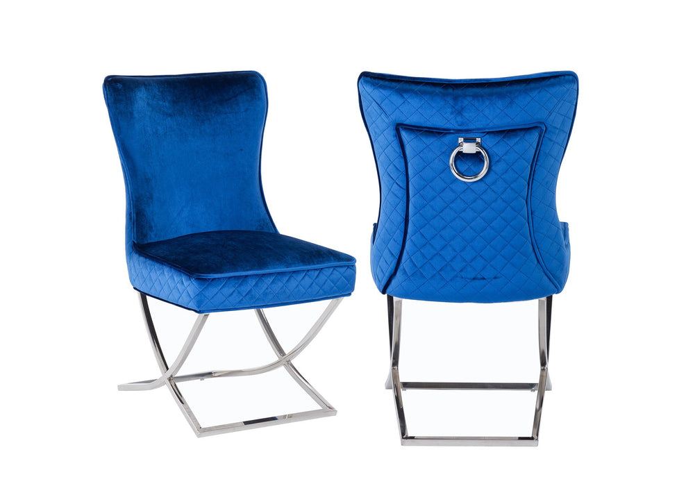 Blue Janet Velvet Dining Chair