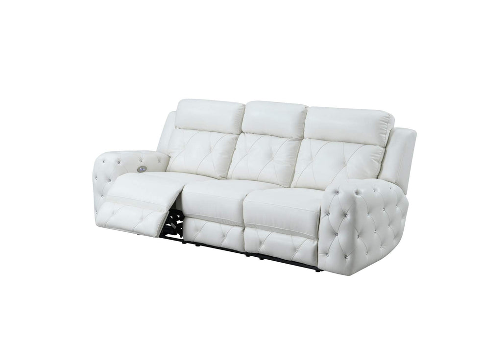 Glam White Leather Power Reclining 3pc Set