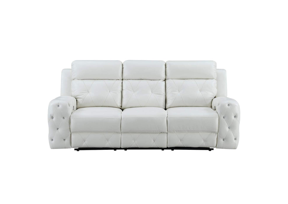 Glam White Leather Power Reclining 3pc Set