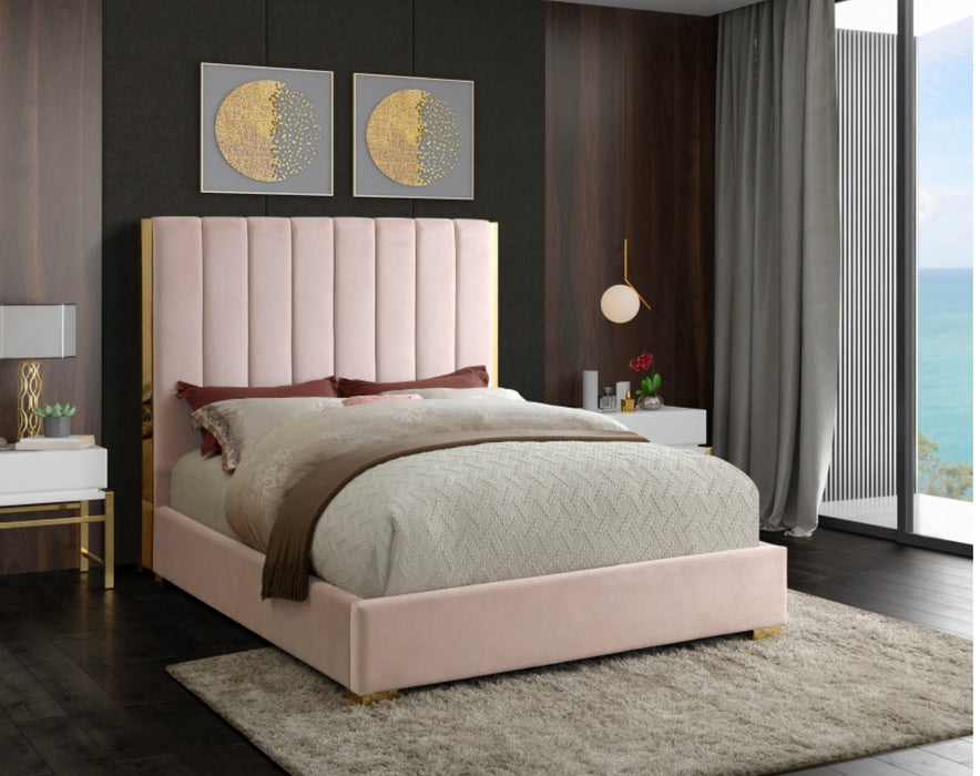 King Becca Velvet Platform Bed