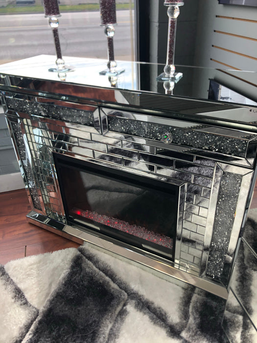 Bluetooth Mirrored Brick Style Fireplace