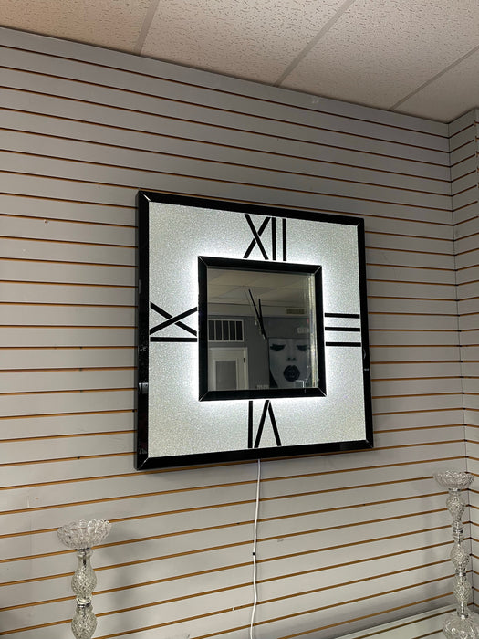 Albania Black Mirrored Clock