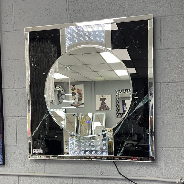 New Black Glass Marble Style LED Mirror