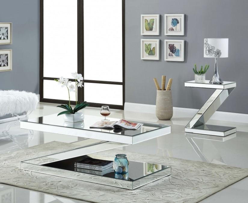 Z Mirrored End Table