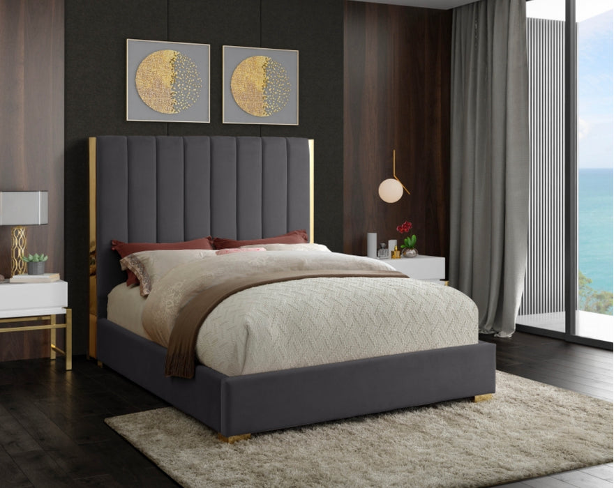 King Becca Velvet Platform Bed