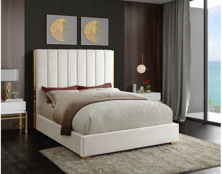 King Becca Velvet Platform Bed