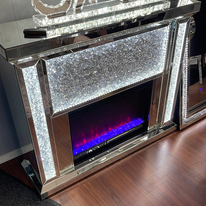 Glam Mirrored Alaska Fireplace