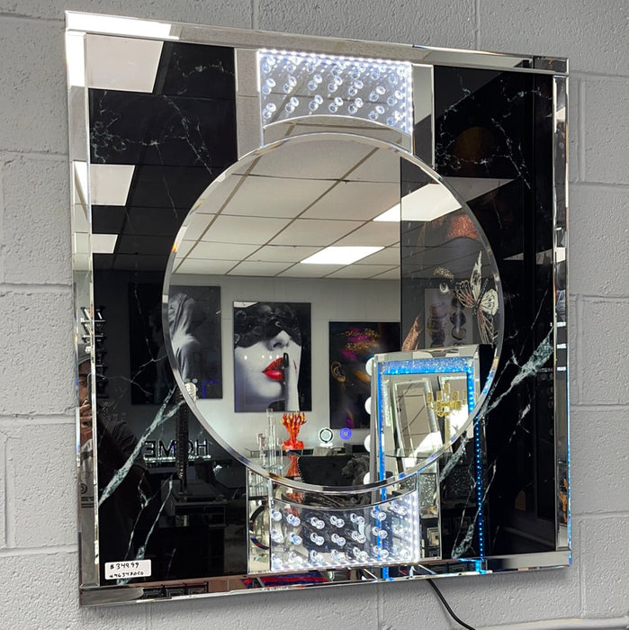 New Black Glass Marble Style LED Mirror