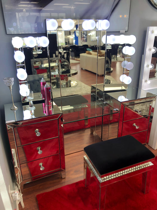 Glam Diamond Encrusted Vanity Stool