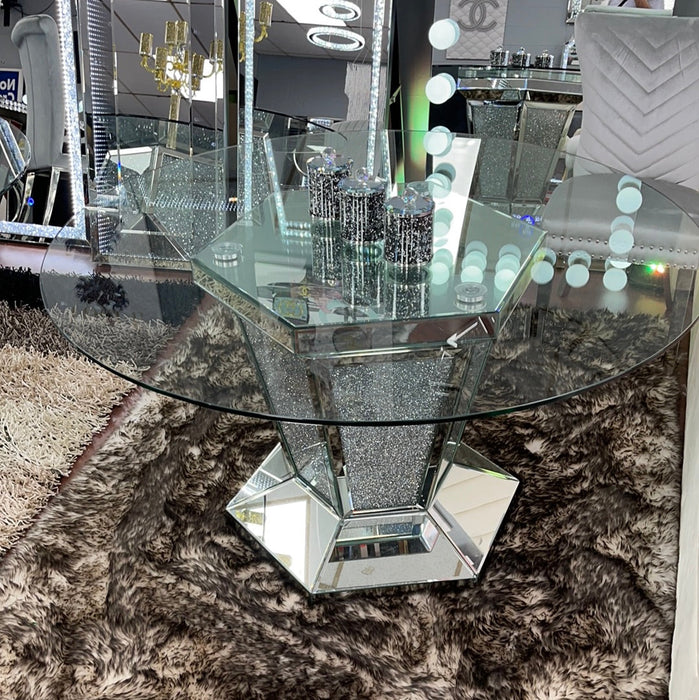 Glam Diva Round Glass Dining Table