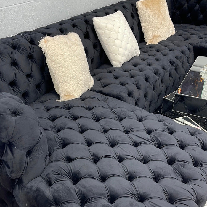 Black Hollywood Double Chaise Sectional