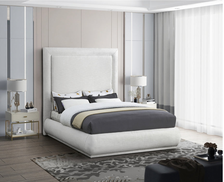 Queen Brooke Linen Textured Fabric Bed